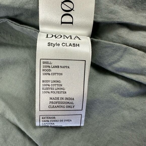 Doma Size L Clash Hoodie Leather Jacket Gray 100% Lamb Nappa Moto Grunge Edgy - Picture 9 of 14